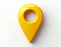 Bright Yellow 3D Map Pin Location Marker Icon Centered on White Background GPS icon navigation Royalty Free Stock Photo