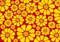 Bright yellow daisy on red