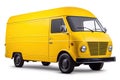 Yellow Delivery Van Isolated on White Background, Generative AI