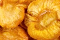 Bright yellow dried peach slices close up top view Royalty Free Stock Photo