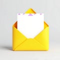 Bright Yellow Envelope with Blank White Paper Inside Royalty Free Stock Photo