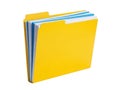 Bright yellow folder with colorful files Royalty Free Stock Photo