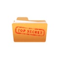 Bright yellow folder with documents and red top secret stamp on white Royalty Free Stock Photo