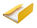 Bright yellow folder with open flap displaying white interior Royalty Free Stock Photo