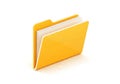 A bright yellow folder with a white tab, standing upright against a white background Royalty Free Stock Photo