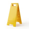 Bright Yellow A- Frame Sign with Handle on White Background a-frame warning Royalty Free Stock Photo
