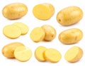 Bright Yellow Fresh Potato Cuts on a White Background Royalty Free Stock Photo