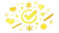Bright Yellow HandDrawn Graphic Design Elements Checkmarks Arrows and Circles for Cheerful Designs Royalty Free Stock Photo