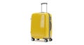 Bright Yellow Hardshell Suitcase with Extendable Handle and Four Spinner Wheels on a White Background Royalty Free Stock Photo