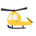 Bright yellow helicopter, simple shapes, minimal