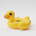 Yellow Inflatable Duck Pool Float with Handles on White Background summer Royalty Free Stock Photo