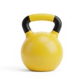 Yellow Kettlebell with Black Handle on White Background weight fitness Royalty Free Stock Photo