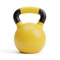Bright yellow kettlebell with black grip handles on a white background weight dumbbell Royalty Free Stock Photo