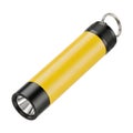 Bright yellow keychain flashlight with black cap and ring attachment Royalty Free Stock Photo