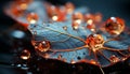 Bright yellow leaf reflects in water, showcasing autumn natural beauty generated by AI Royalty Free Stock Photo