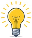 Bright yellow light bulb glowing idea illustration Royalty Free Stock Photo