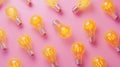 The Bright Yellow Lightbulbs.AI generated image Royalty Free Stock Photo