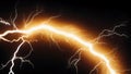 Bright yellow lightning on a black background. Electrical discharges. Night thunderstorm. Generated AI. Royalty Free Stock Photo