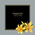 Bright yellow lily flower on a dark background. Low poly vector illustration Royalty Free Stock Photo