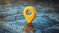 Bright Yellow Location Marker Pin with a Simple and Clean Design Ideal for Maps, Navigation, and GPS Applications