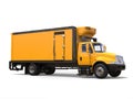 Bright yellow modern cargo truck