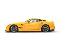 Bright yellow modern fast sports car - side view Royalty Free Stock Photo