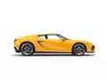 Bright yellow modern sportscar - side view Royalty Free Stock Photo