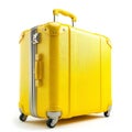 Bright Yellow Modern Suitcase Isolated on White Background. Generative ai Royalty Free Stock Photo