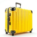 Bright Yellow Modern Suitcase Isolated on White Background. Generative ai Royalty Free Stock Photo