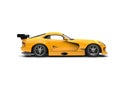 Bright yellow modern supercar - side view Royalty Free Stock Photo