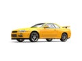 Bright yellow modern urban sports car - beauty shot Royalty Free Stock Photo