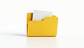 Bright yellow open folder with white paper documents inside. Clean simple file icon useful for organizing important data, Royalty Free Stock Photo