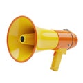 A bright yellow and orange megaphone, a tool for amplification, isolated on a white background isolated on white background Royalty Free Stock Photo