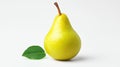 Fresh yellow pear with green leaf on a simple background Royalty Free Stock Photo