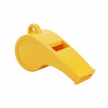 Bright Yellow Plastic Whistle with a Loop for Lanyard Isolated on a White Background object Royalty Free Stock Photo