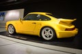 Bright yellow Porsche at the Porsche museum