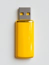 Bright yellow portable data storage device with metal connector isolated on white background for digital file transfer and backup Royalty Free Stock Photo