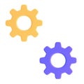 Bright Yellow and Purple 3D Gears Icon Illustration Design Vector Royalty Free Stock Photo