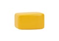 Bright yellow rectangular stool with smooth and modern design Royalty Free Stock Photo