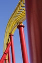 bright yellow red and blue colours and coaster track detail