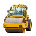 Heavy yellow road roller machine on a for construction site work Royalty Free Stock Photo