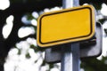 Bright yellow road sign