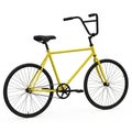 Yellow single-speed bicycle with black handlebars and wheels on a white background bike Royalty Free Stock Photo