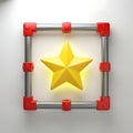 Bright yellow star enclosed in a red and silver frame Royalty Free Stock Photo