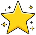 Bright yellow star illustration with surrounding sparkle, isolated Royalty Free Stock Photo