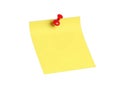 Bright yellow sticky note with red pushpin Royalty Free Stock Photo