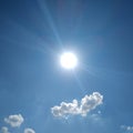 Bright yellow sun on a blue sky Royalty Free Stock Photo