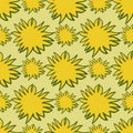 Bright yellow tones sun silhouettes ornament seamless creative pattern. Childish happy print on pale background