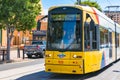 Bright yellow tramway on Moseley square. Glenelg, Australia