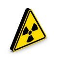 Yellow Triangle Radiation Warning Symbol with Black Border and Icon on White Background hazard Royalty Free Stock Photo